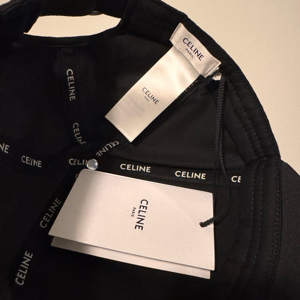 New Celine Baseball Cap with CELINE embroidery in cotton gabardine - Picture 2 of 10